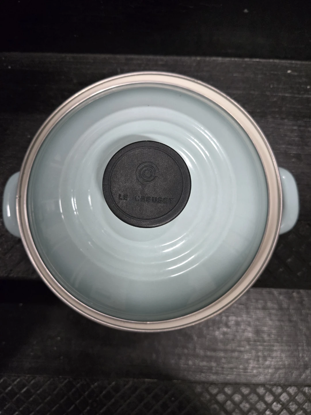 Le Creuset Blue Enamel 20cm Pot with Lid - Clean Inside
