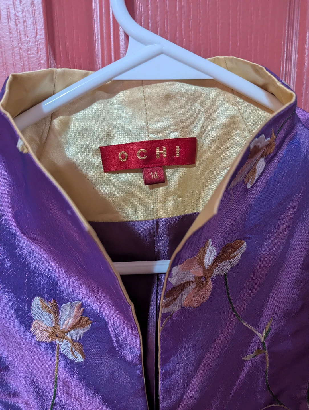 Floral Satin Brocade Jacket, Purple - Size 14 - photo 2