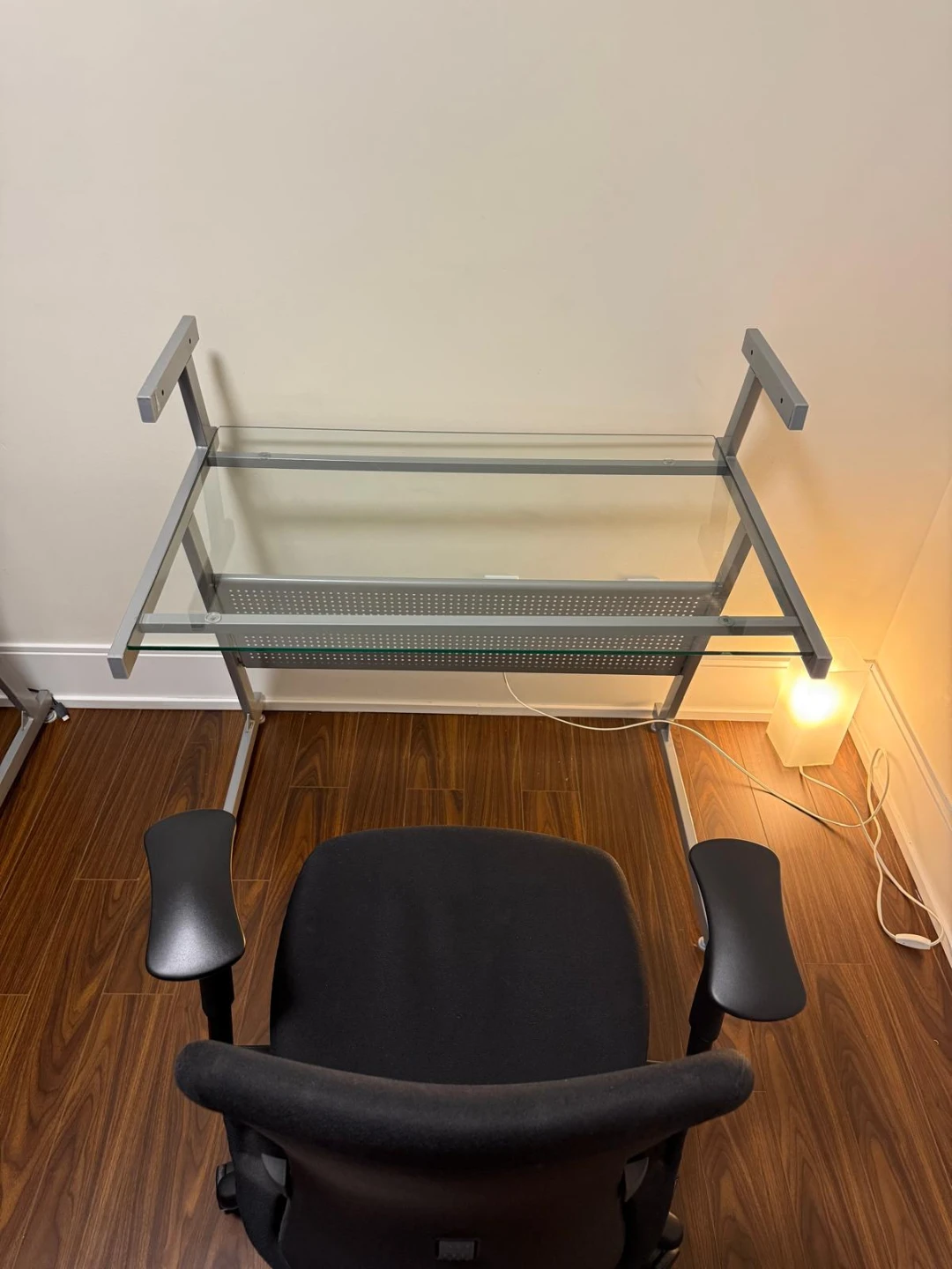 Glass top computer desk