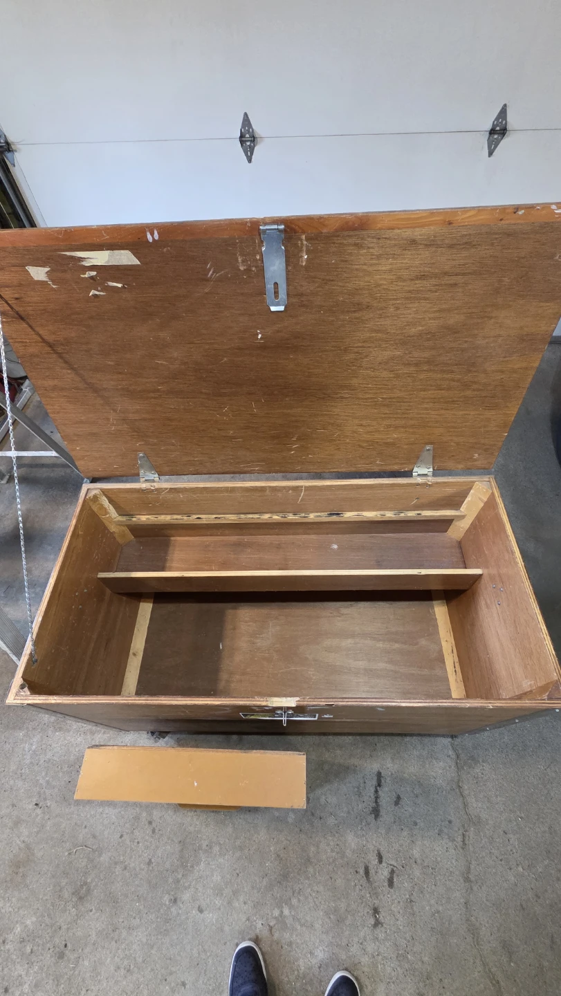 Vintage Wooden Storage Chest with Wheels - photo 4