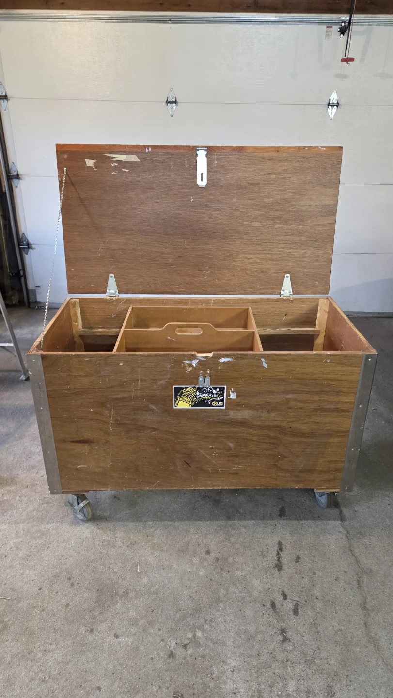 Vintage Wooden Storage Chest with Wheels - photo 5