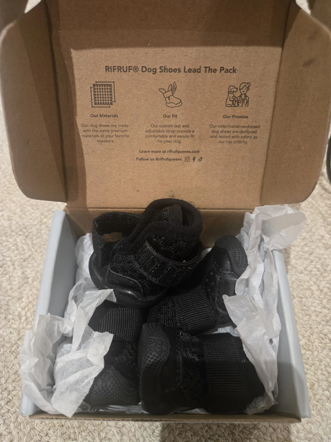 RIFRUF Dog Booties Size 0 Black/Black x4 $100 retail price - photo 3