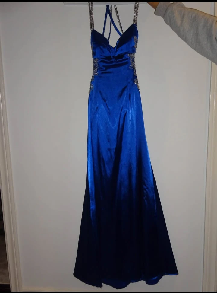Vintage Royal Blue Satin Prom Dress/Gown - photo 3