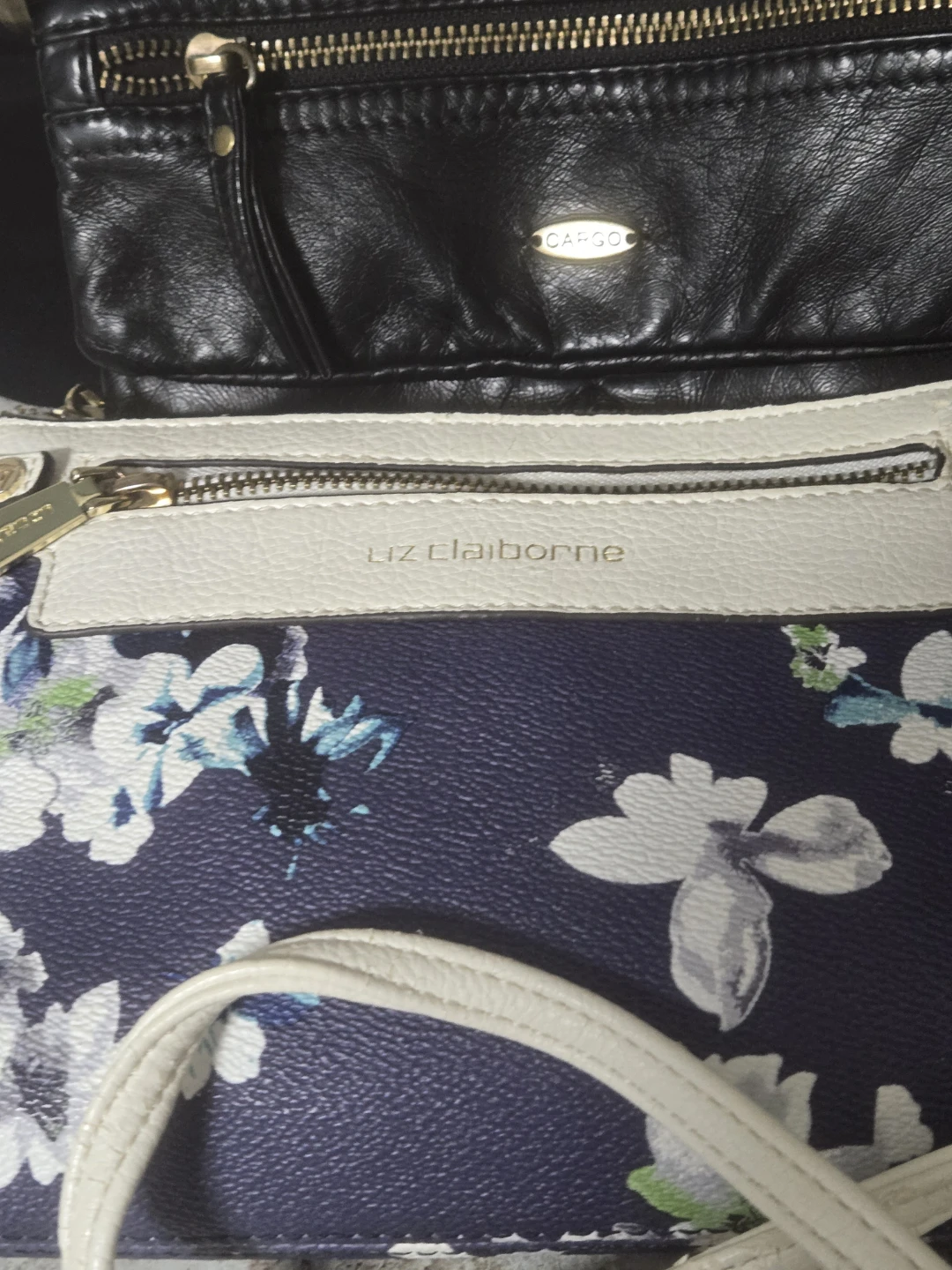 Liz Claiborne Floral & Cargo Black Purses