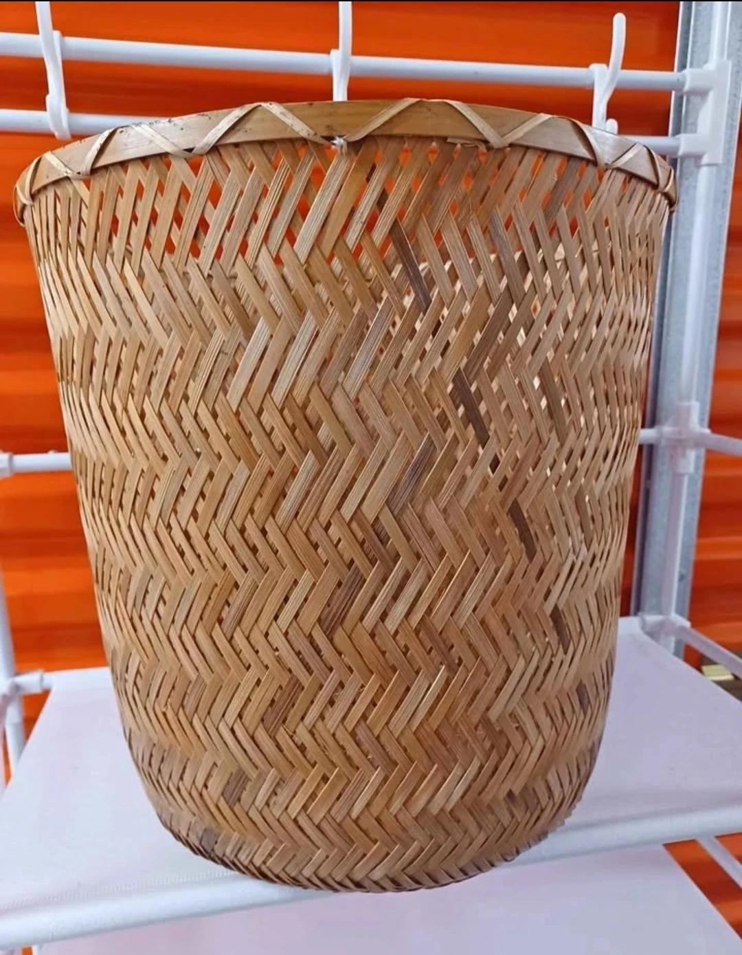 Boho Woven Bamboo Wastebasket / Planter (14" Wide) 🧺