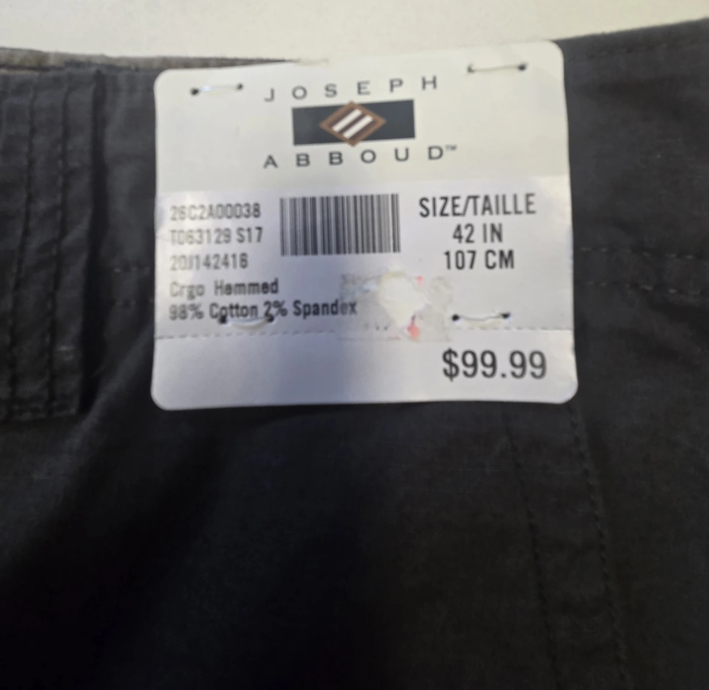 NWT Men's Cargo Shorts. 42x10. Joseph Abboud. Khaki. $45 OBO. - photo 3