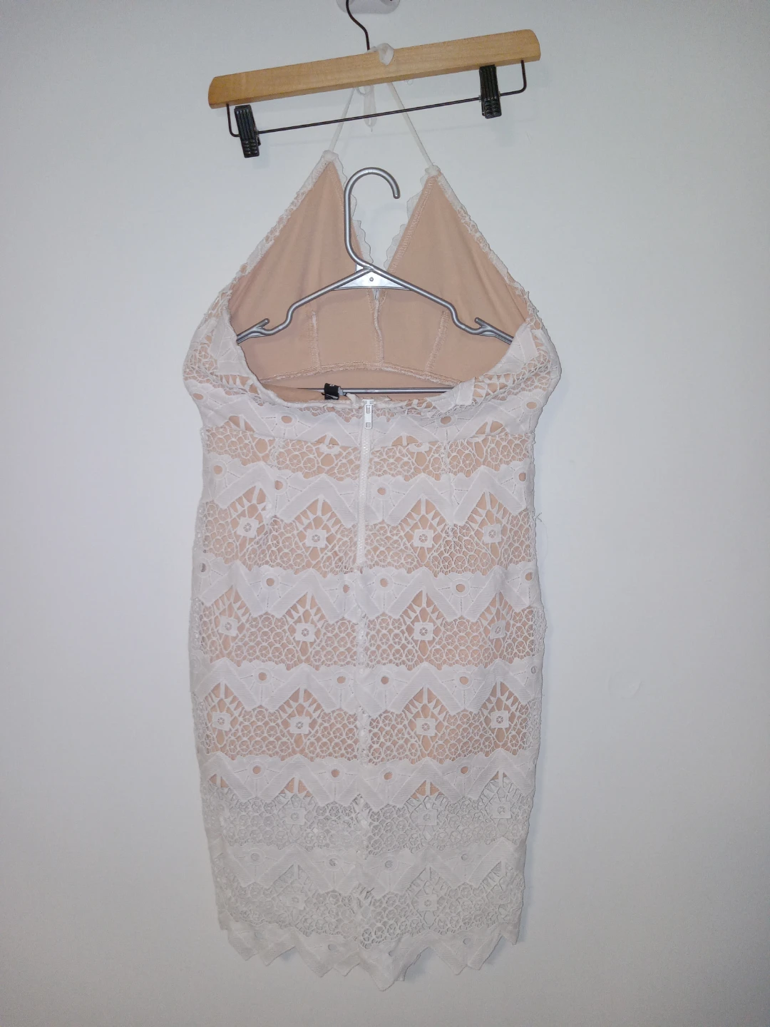DESIGN LAB White Lace Halter Dress L - photo 2