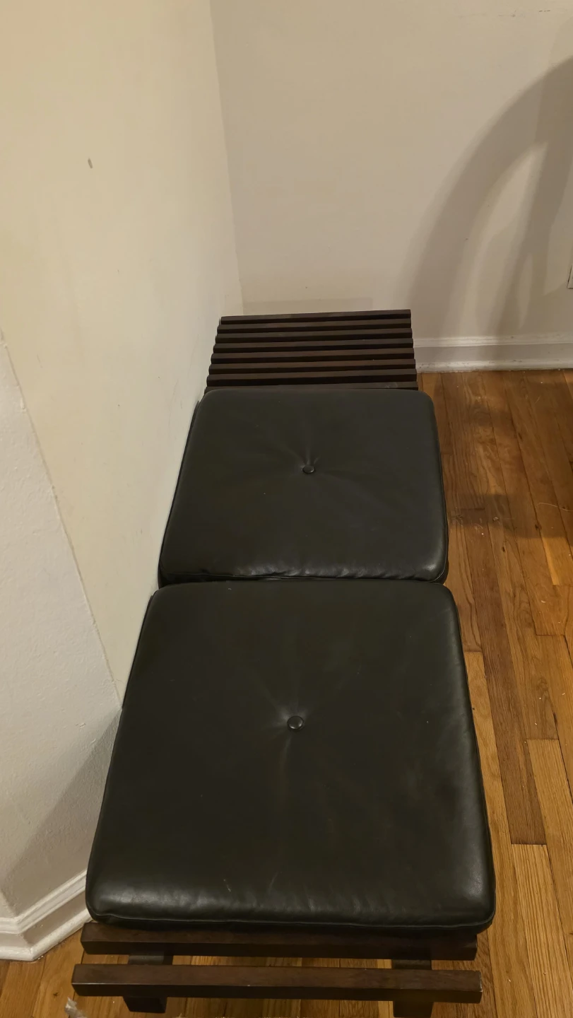 Mid-Century Modern Style Bench with Black Upholstery - photo 2