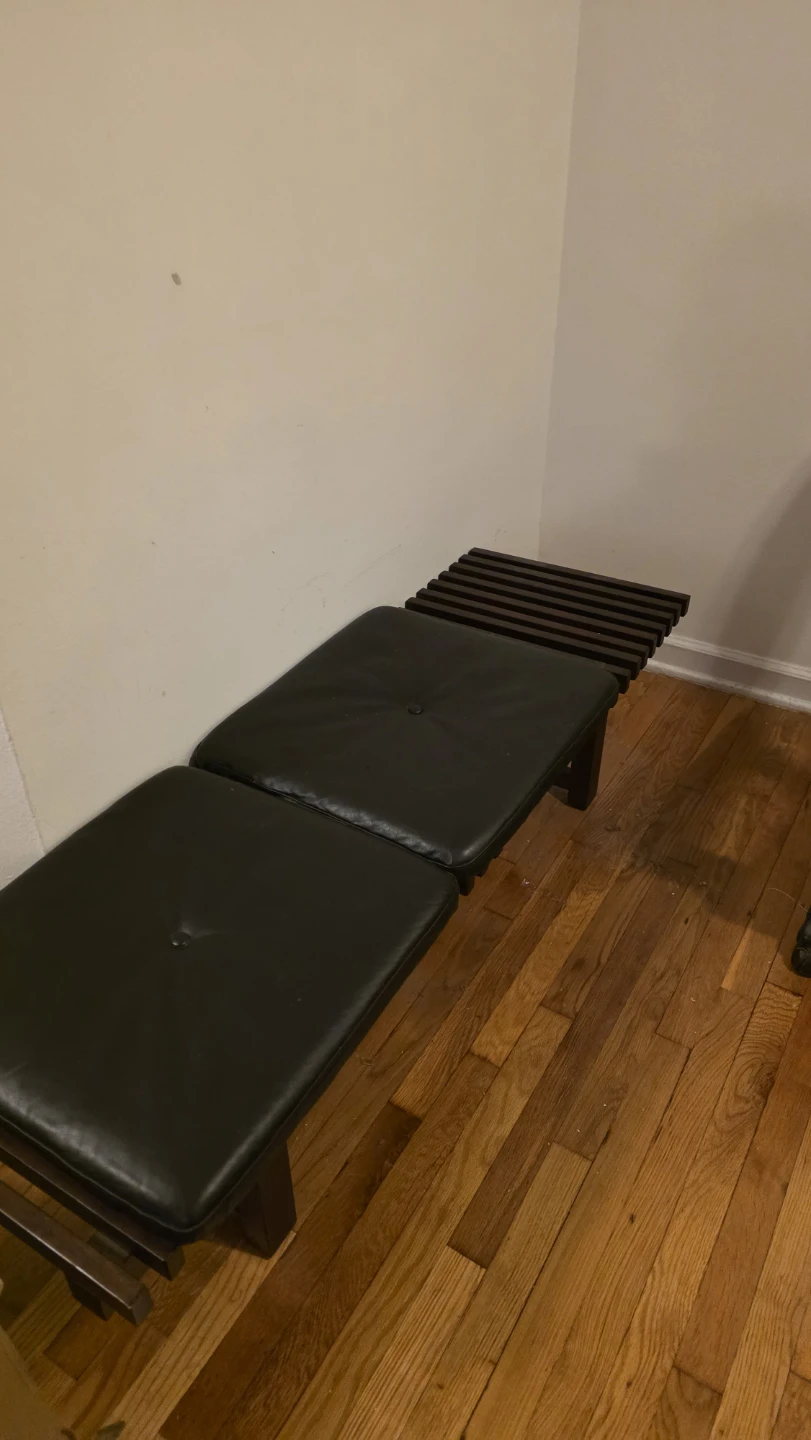 Mid-Century Modern Style Bench with Black Upholstery - photo 3