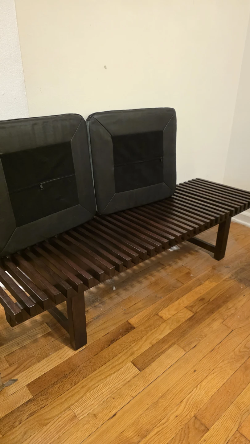 Mid-Century Modern Style Bench with Black Upholstery - photo 4