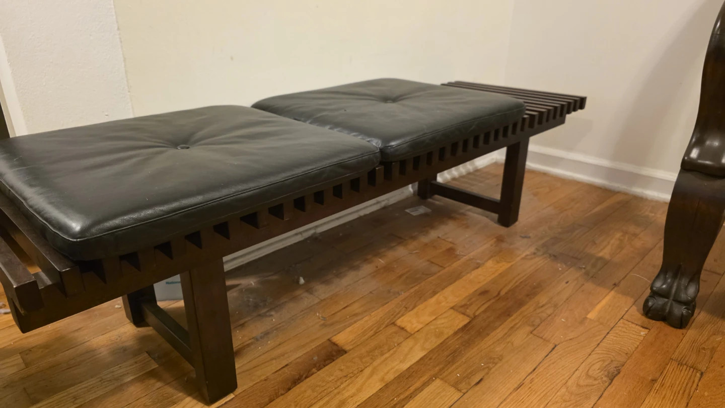 Mid-Century Modern Style Bench with Black Upholstery - photo 5
