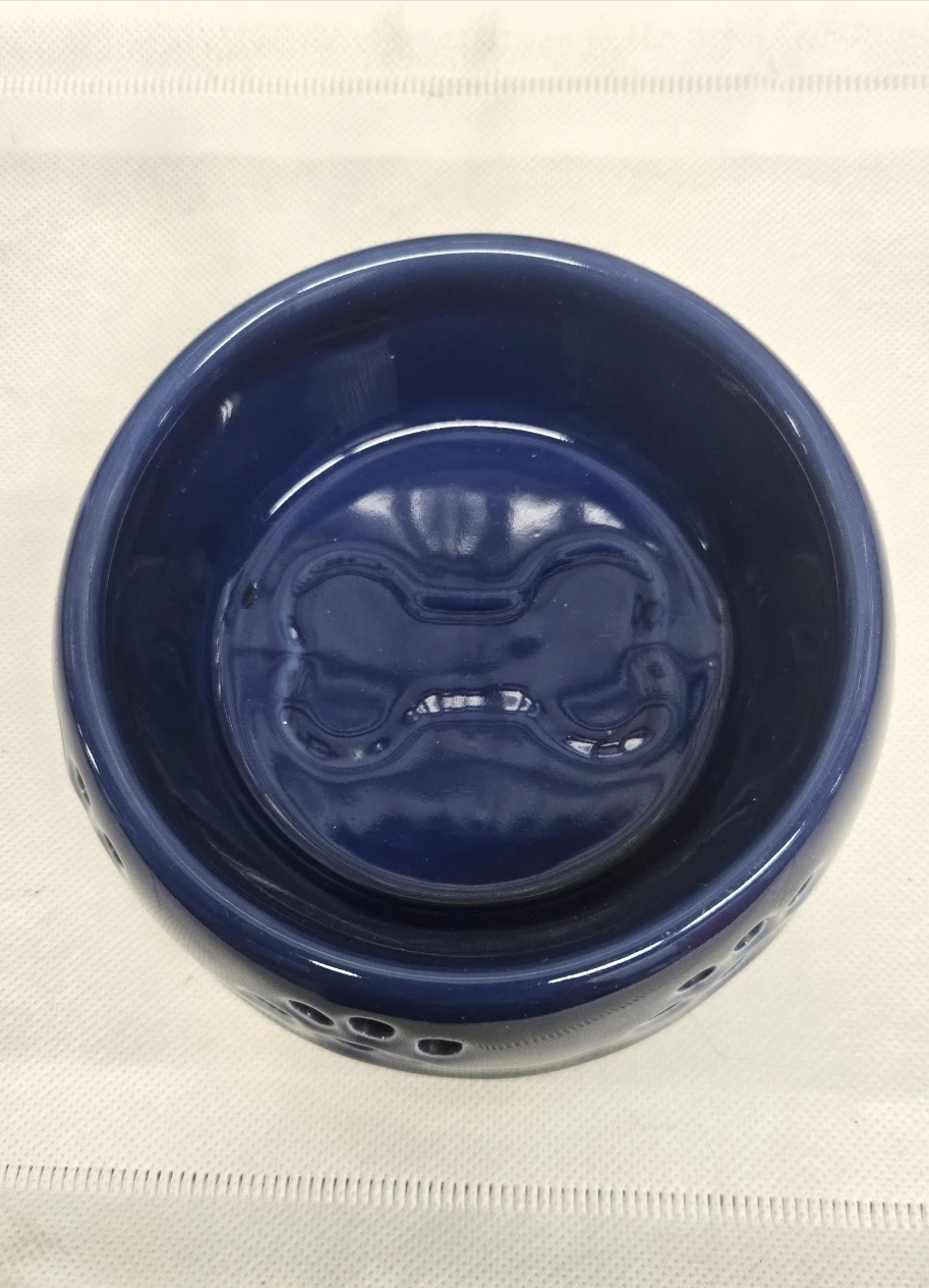 Ceramic Navy Blue Slow Feeder Pet Bowl – 5" - photo 3
