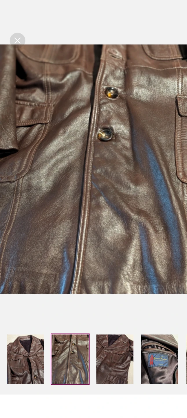 Prince Leather High Fashions Men's Brown Leather Coat. 1970's - photo 2