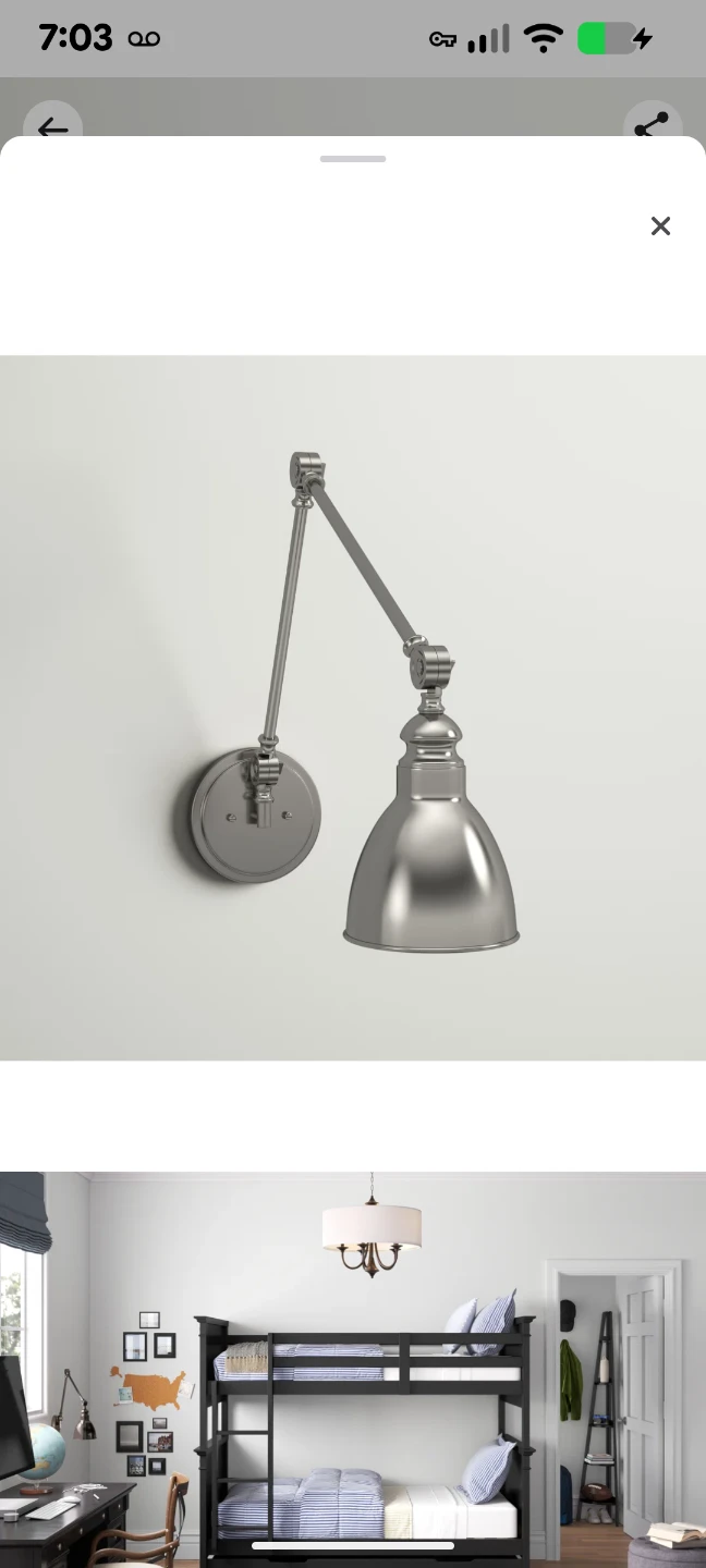 2 Adjustable Swing Arm Wall DimmableLamp