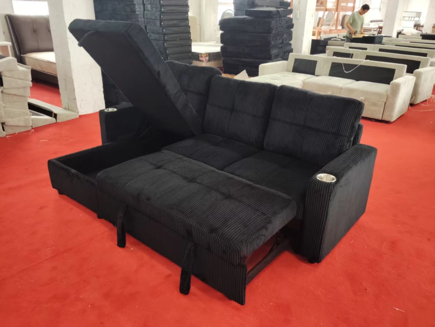 Sofa Bed with Storage and Cup Holders New Arrival - photo 2