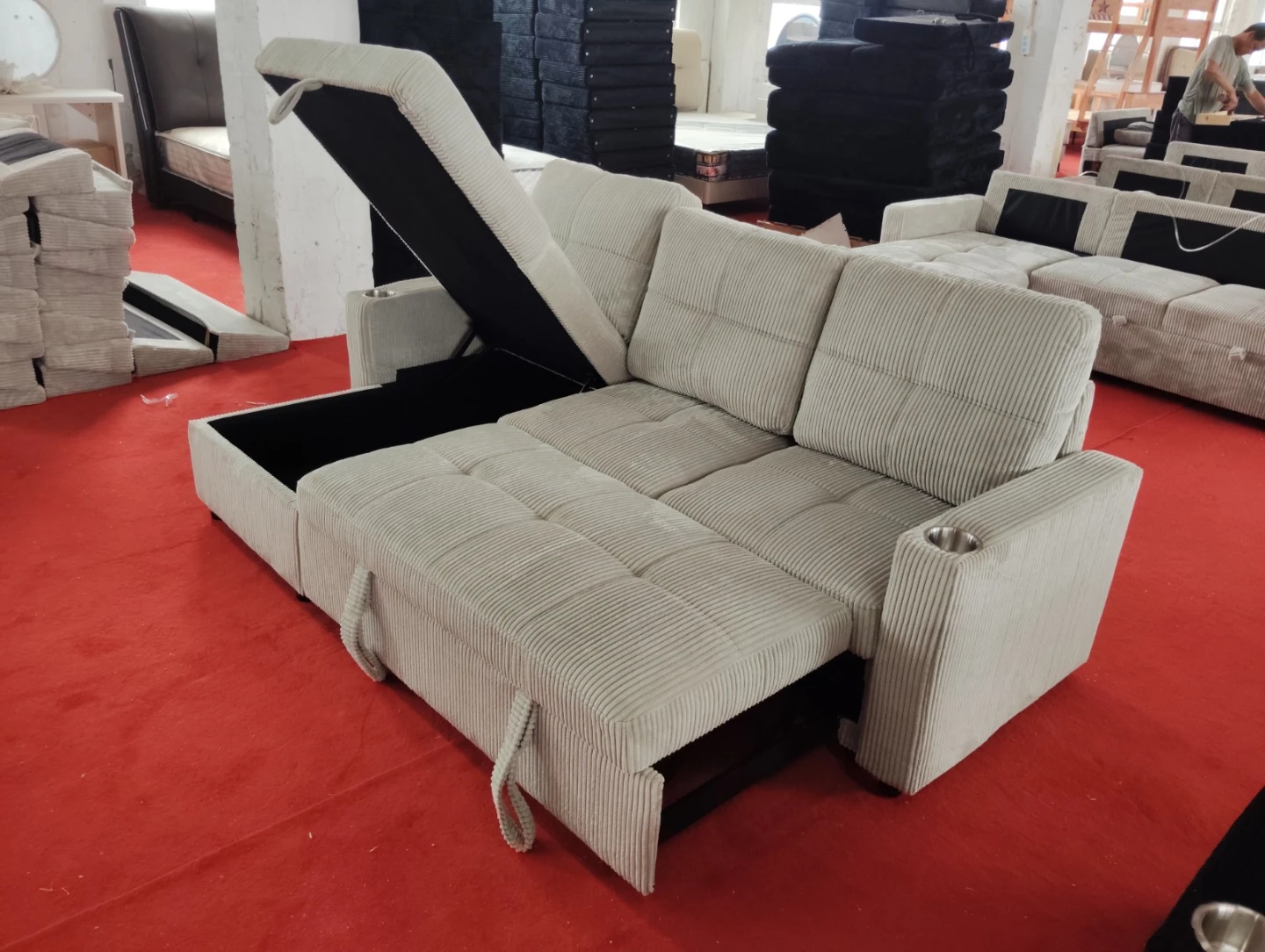 Sofa Bed with Storage and Cup Holders New Arrival - photo 4