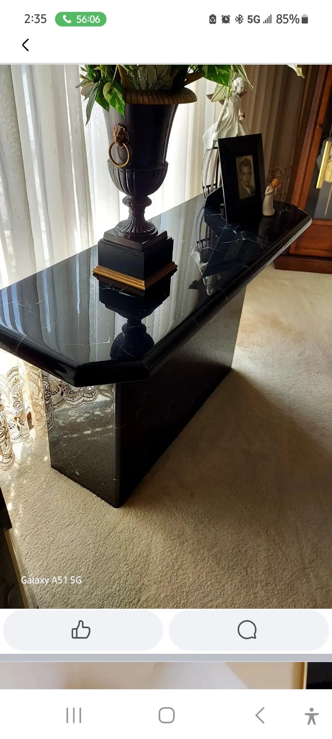 Black Faux Marble  Coffee Table ,one end table and sofa table - photo 2