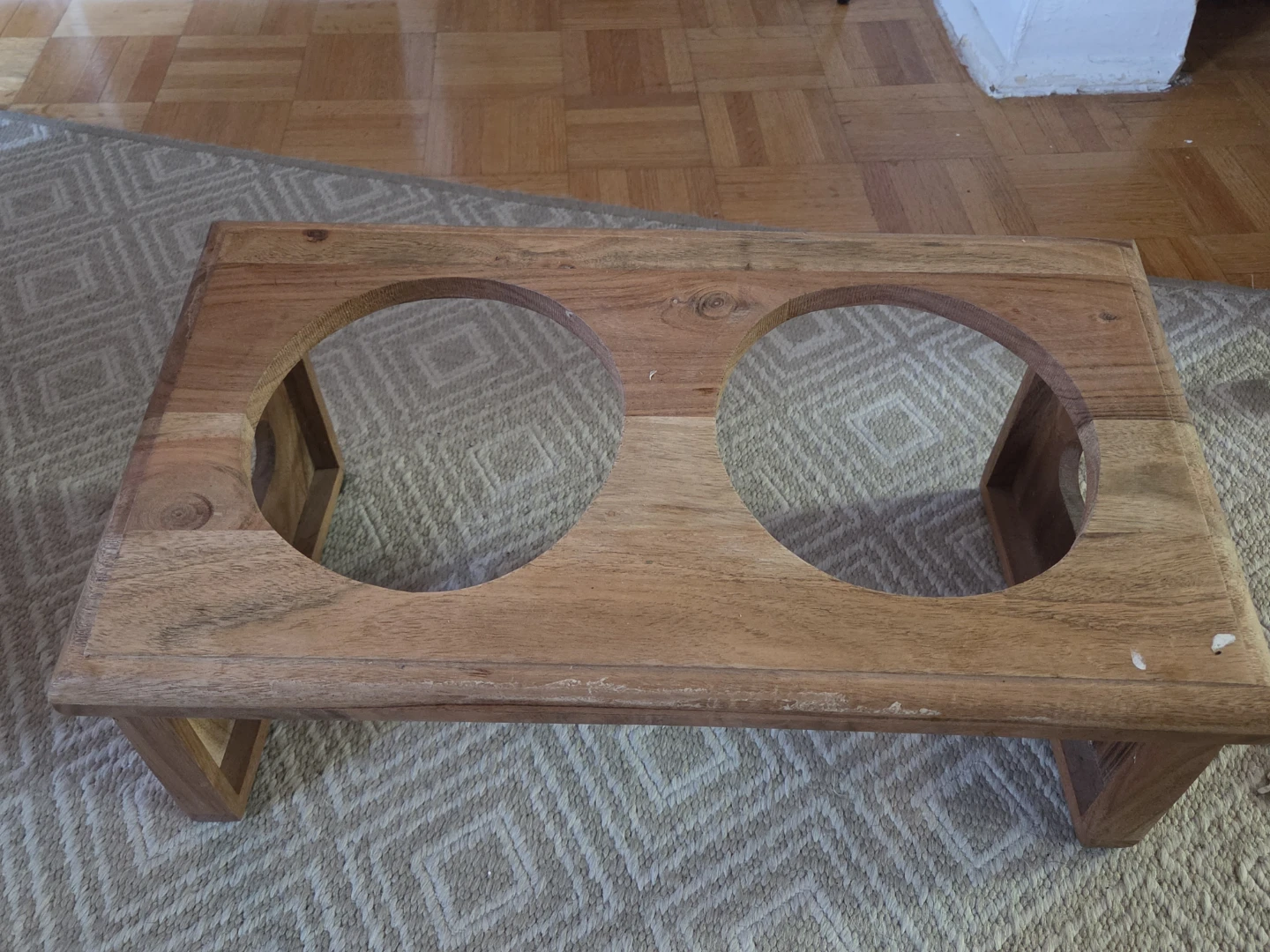Wooden Double Pet Bowl Stand