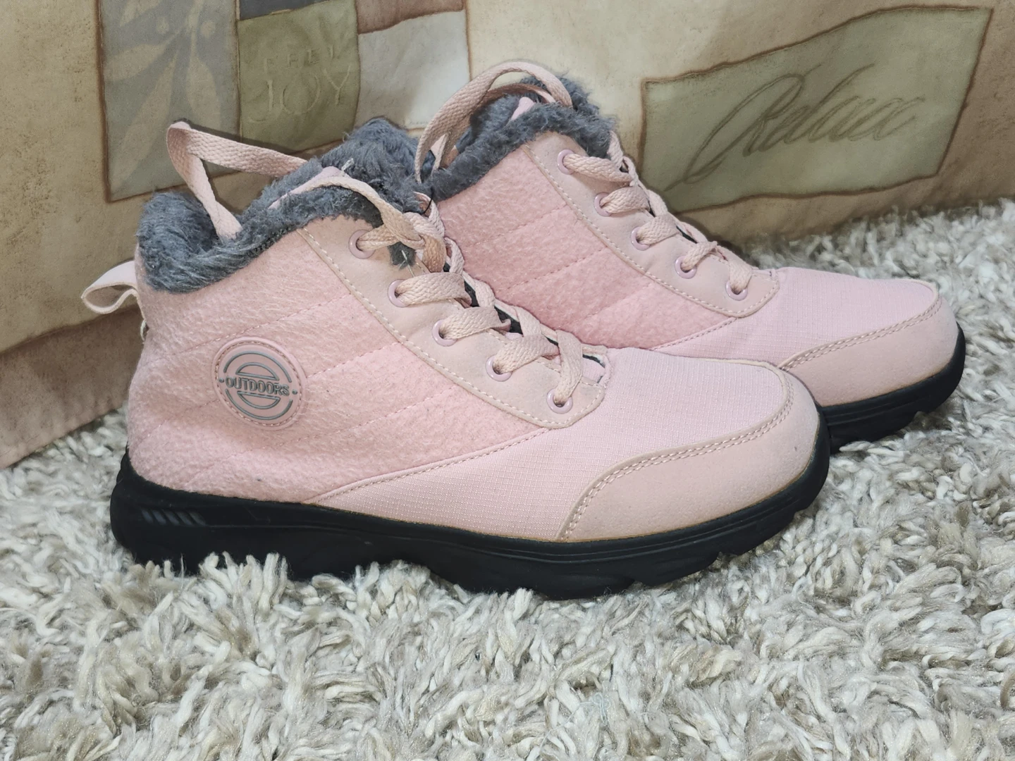 Pink Faux Fur Lined Winter Boots