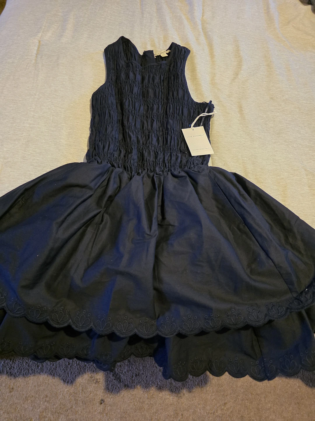 Jane Austen Black Smocked Dress