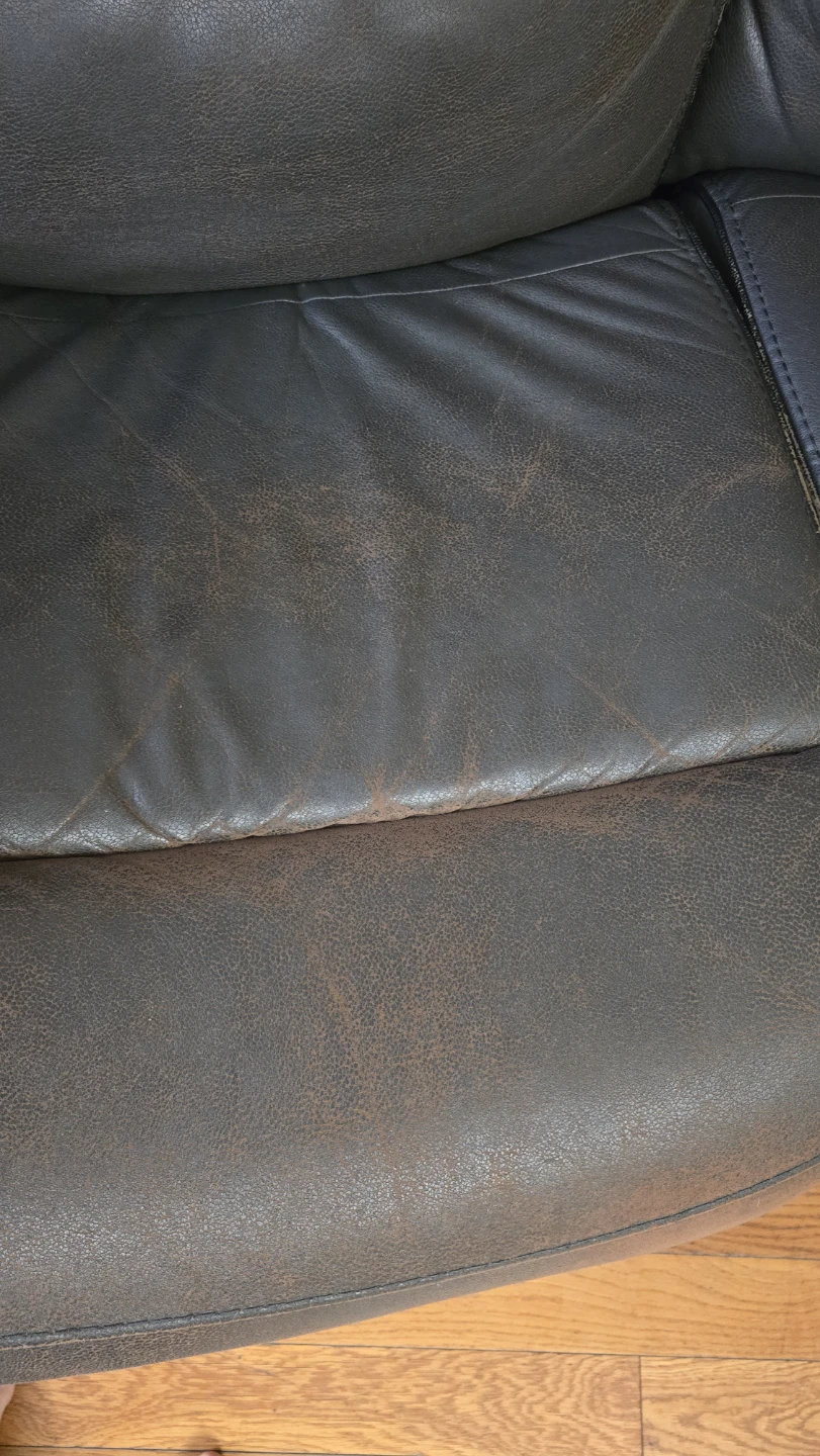 Dark Brown Faux Leather Loveseat Recliner - photo 5