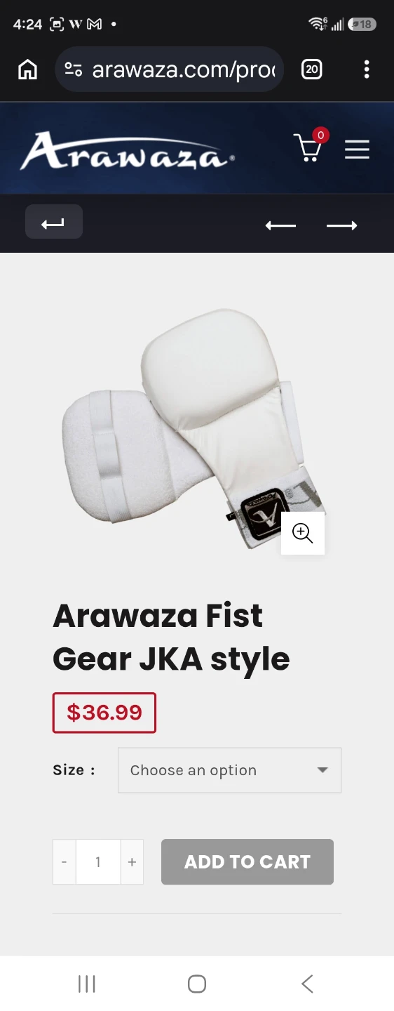 Arawaza Fist Gear JKA Style White