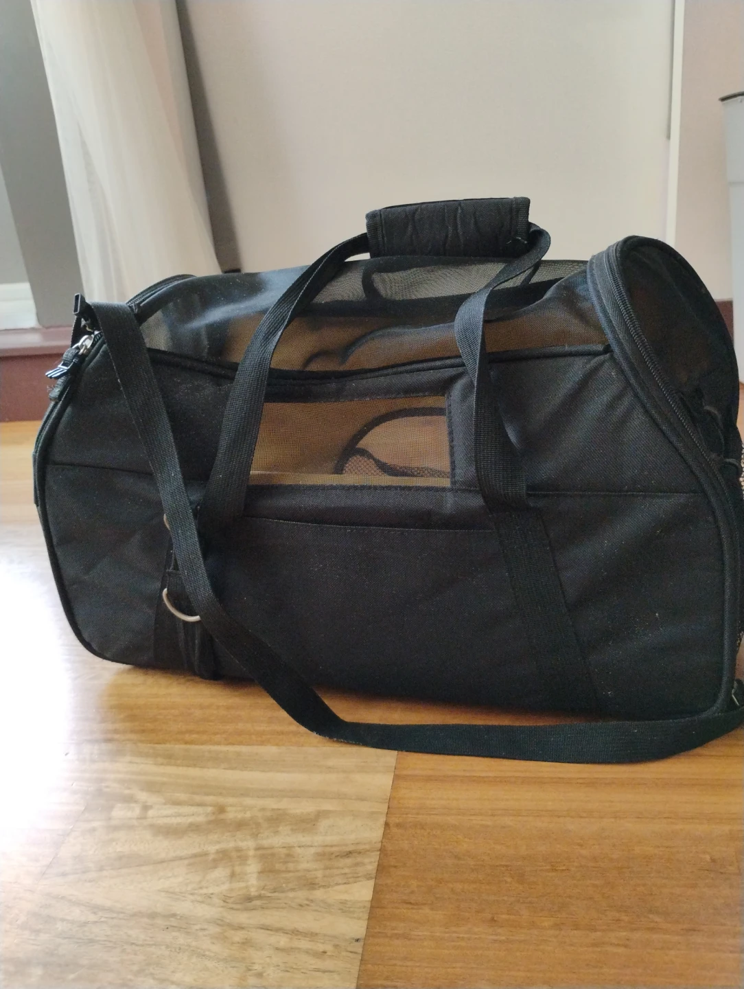 Black Pet Carrier Bag with Mesh Panels