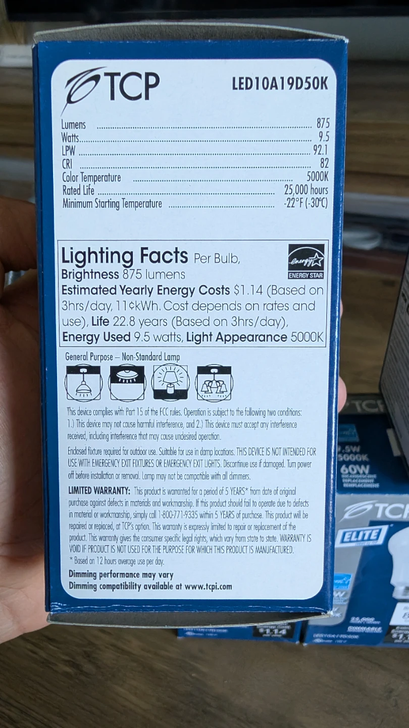TCP Elite LED Light Bulbs (5-Pack) - 9.5W, 875 Lumens, 5000K - photo 2