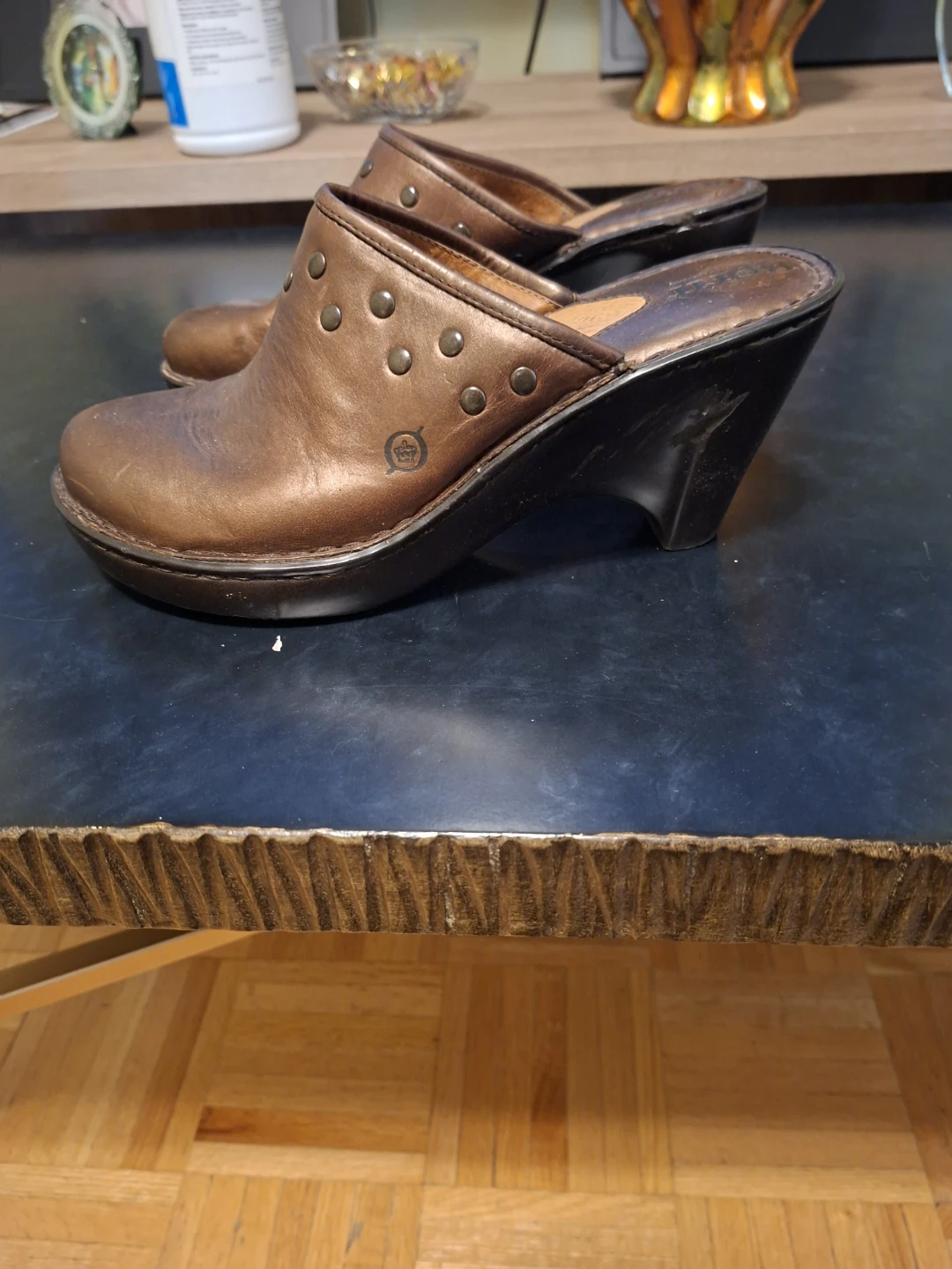 Born Clogs Women's Brown Leather Studded Mule Heels - photo 2
