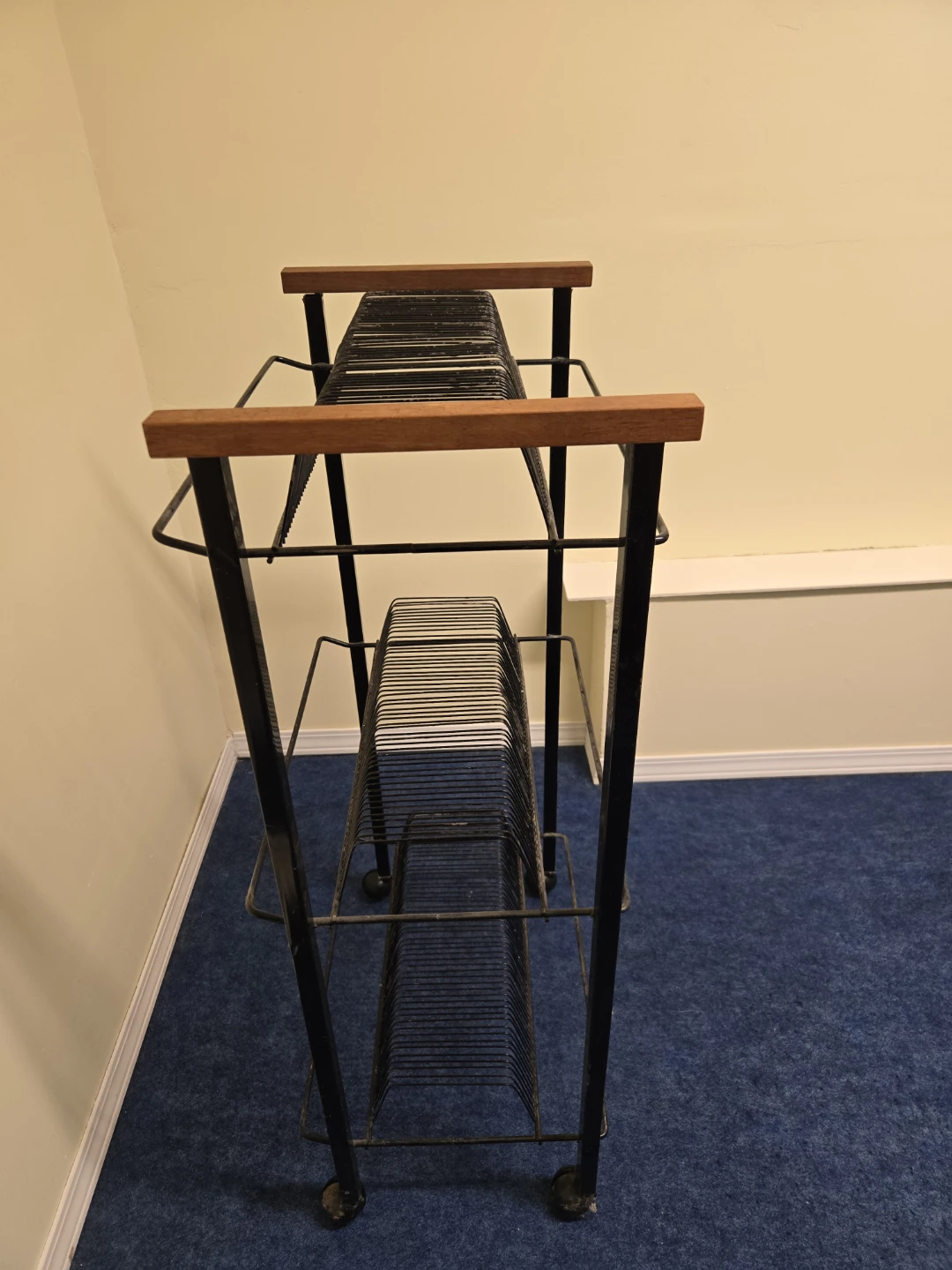 Vintage Metal Record Rack with Wood Accents - photo 2