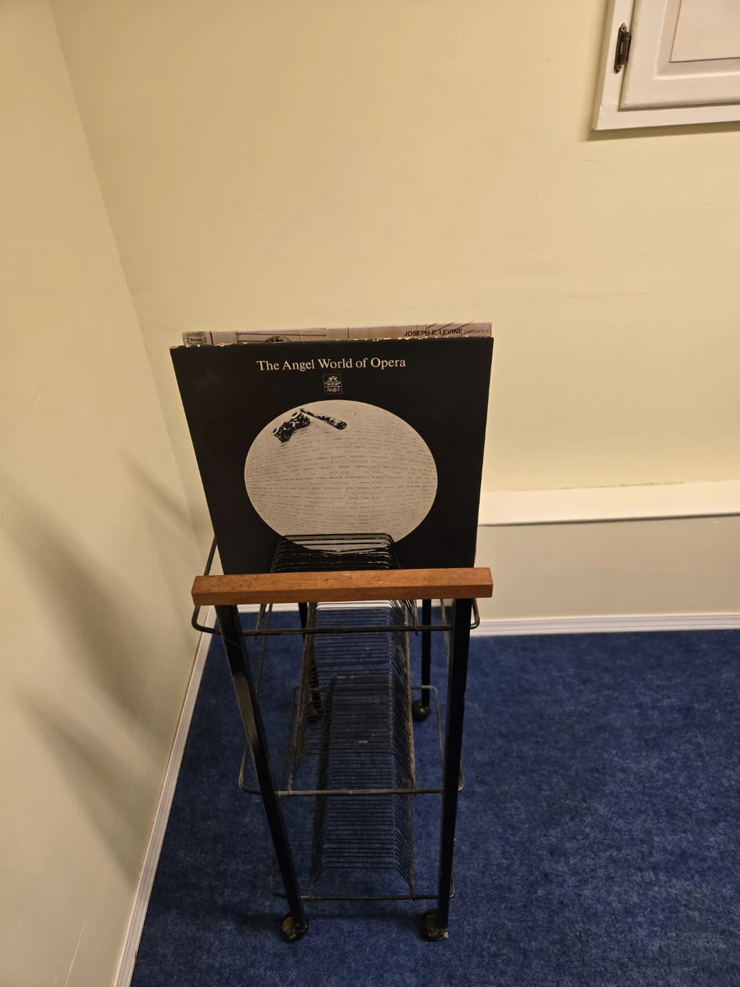 Vintage Metal Record Rack with Wood Accents - photo 3