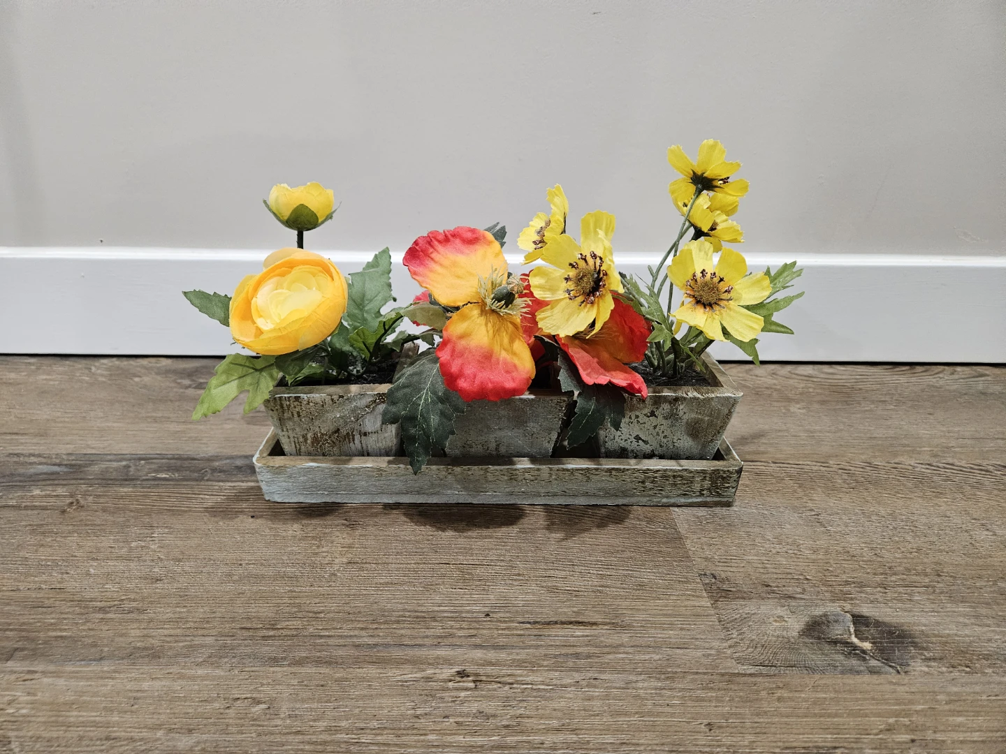 Faux Flower Arrangement in Planter