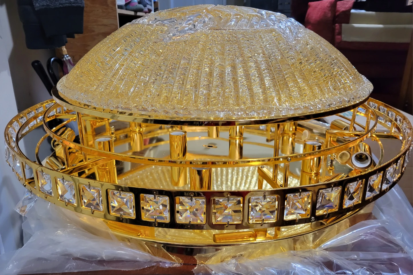 25" Diameter Gold Chandelier Light Fixture, Brand New. - photo 2