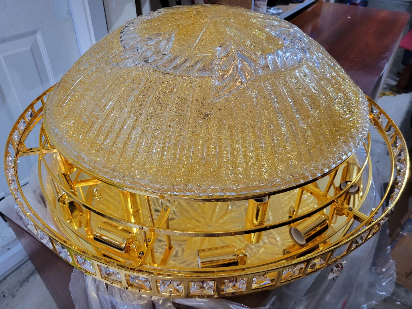 25" Diameter Gold Chandelier Light Fixture, Brand New. - photo 3