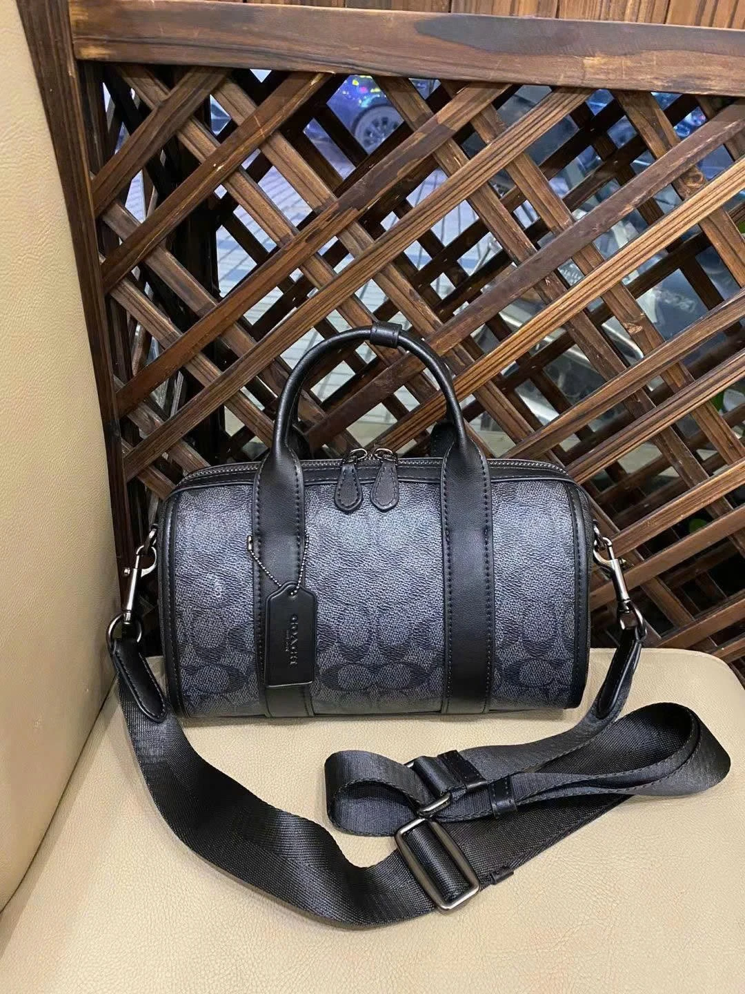 Coach Black Signature Monogram Barrel Bag - photo 3