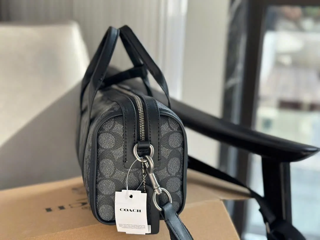 Coach Black Signature Monogram Barrel Bag - photo 5