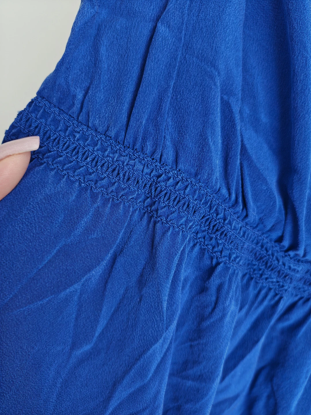 Wilfred silk Blue V-Neck Smocked Waist Dress - photo 5