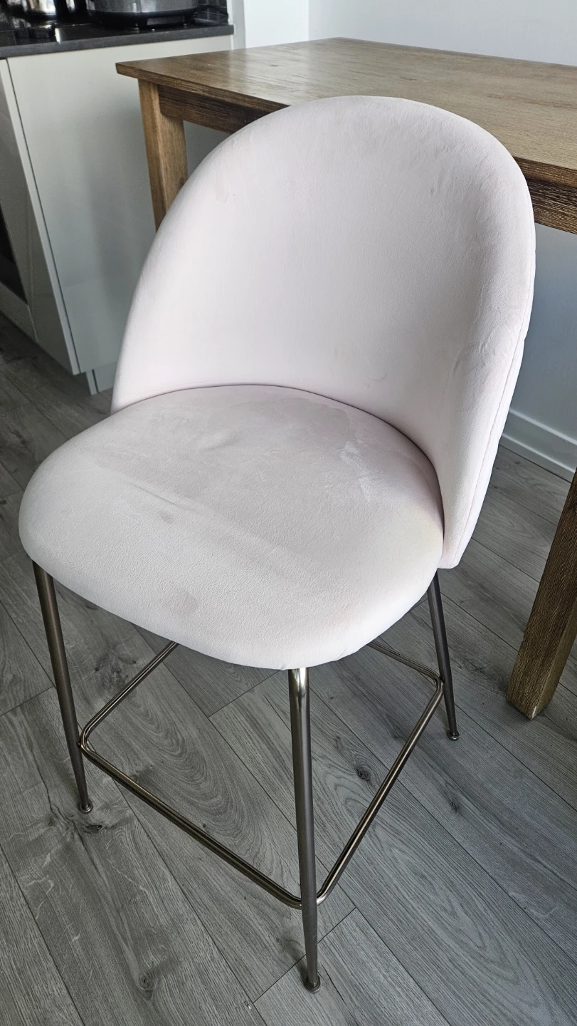 Set of 4 Pink Velvet Bar Stools - photo 2
