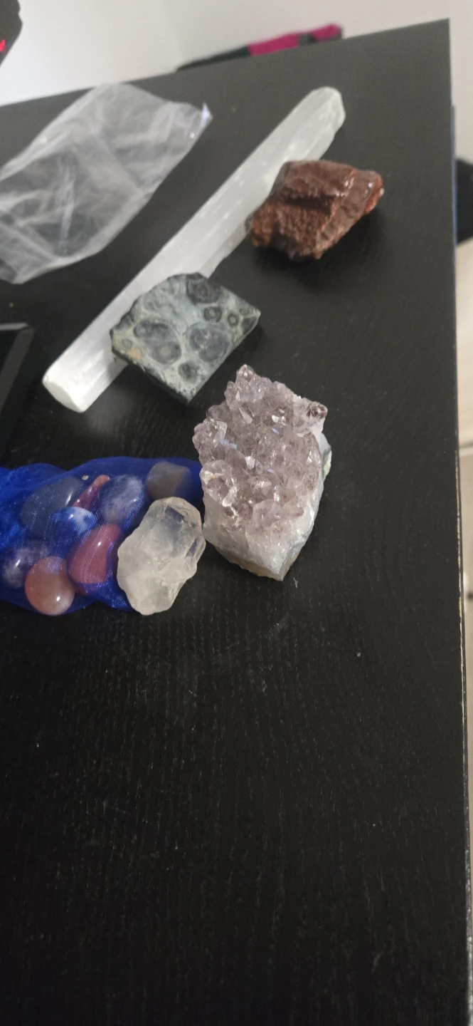 Amethyst Crystal Cluster & Tumbled Stones