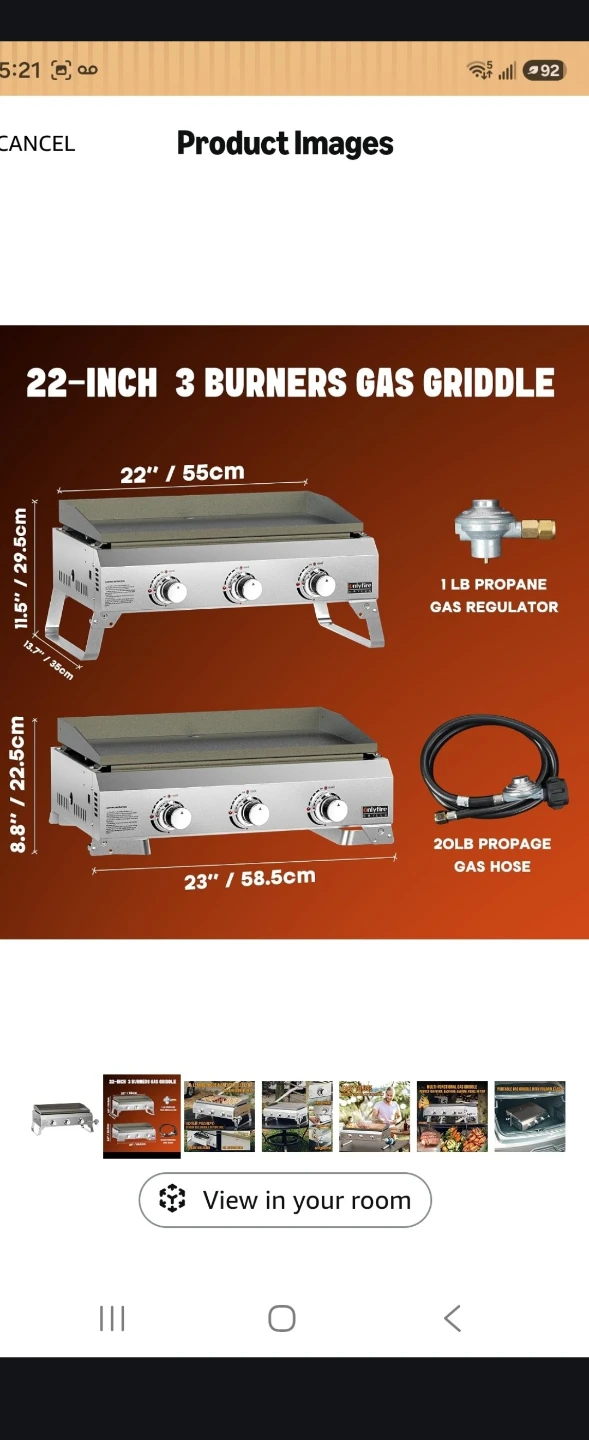 Onlyfire 22-inch 3 Burners Gas Griddle