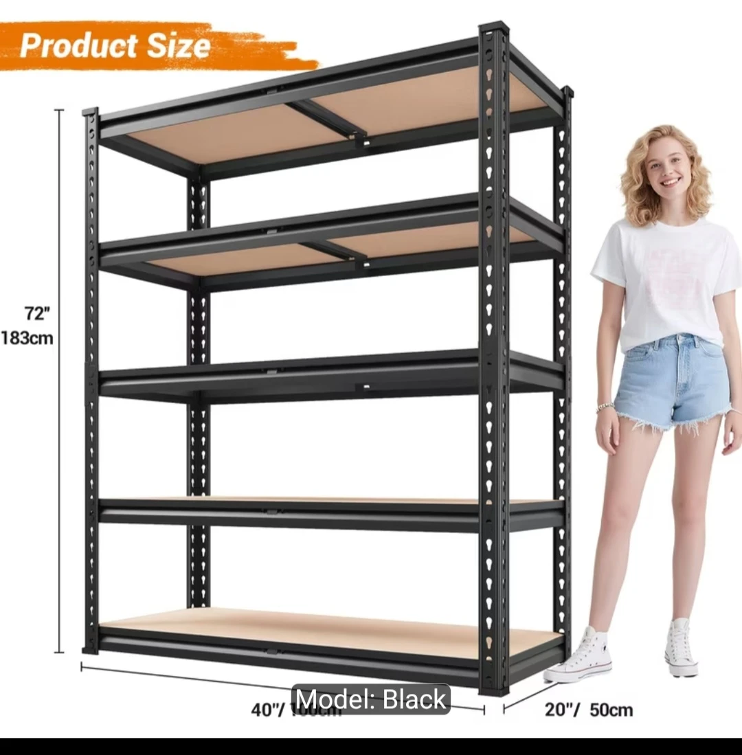 5-Tier Black Metal Shelving Unit - photo 5