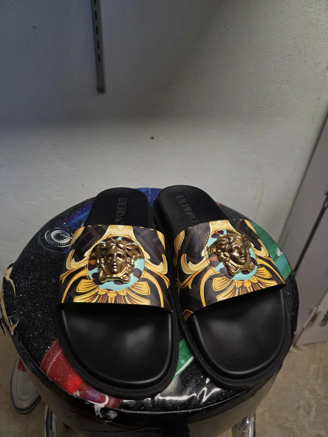 Authentic 9.5 Fendi Versace collaboration Slides