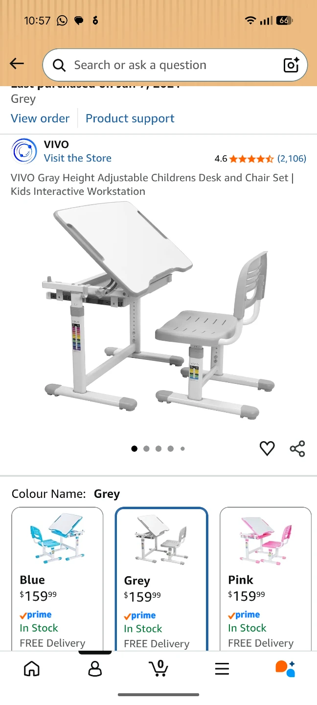 VIVO Gray Height Adjustable Childrens Desk and Chair Set