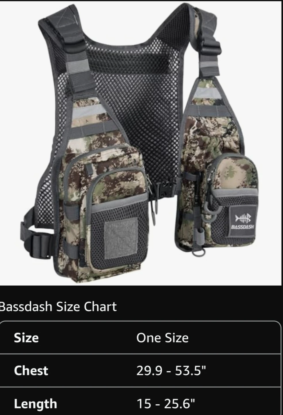 Bassdash Fishing Vest Fly Fishing Vest Chest Pack - photo 3