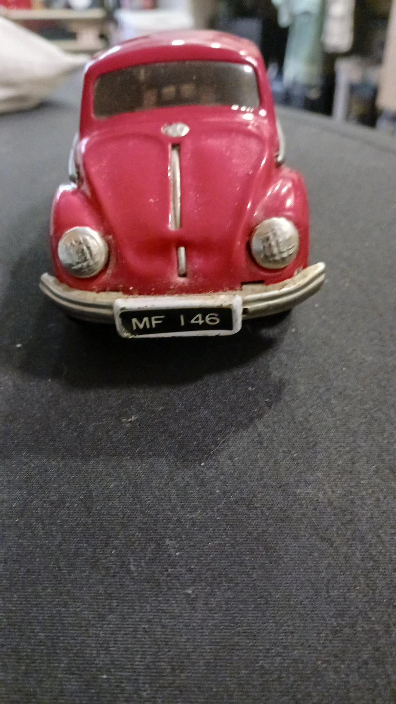 Vintage Red Aluminum Volkswagen Beetle Toy Car