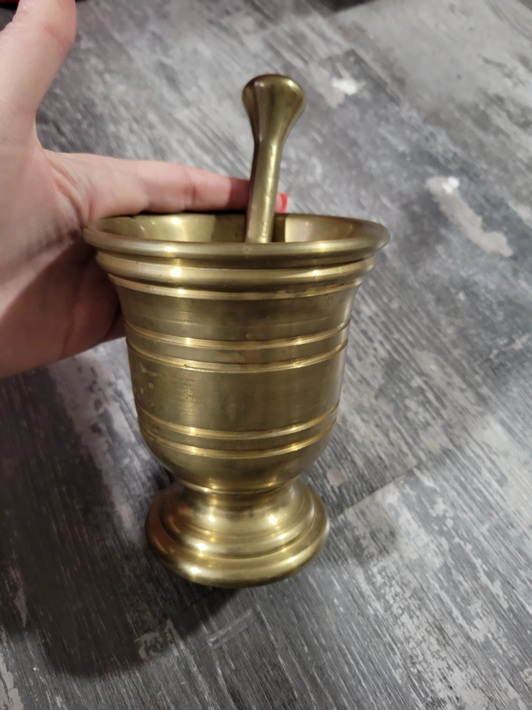 Vintage Brass Mortar and Pestle Set - photo 2
