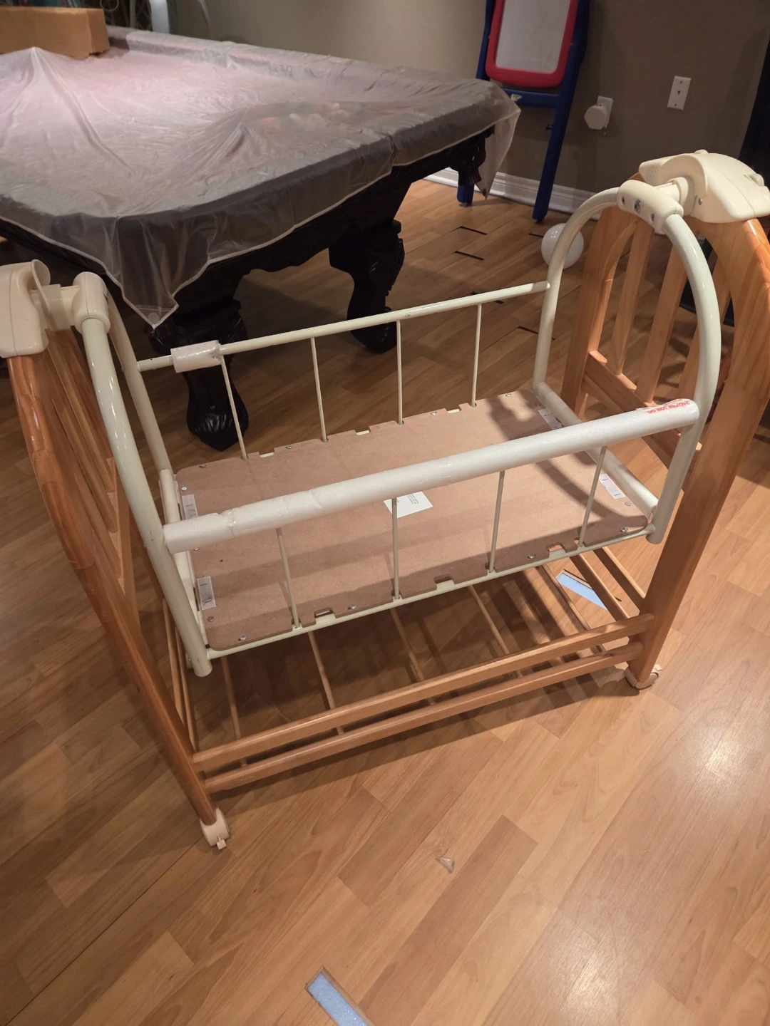 Wooden Baby Bassinet with Wheels
