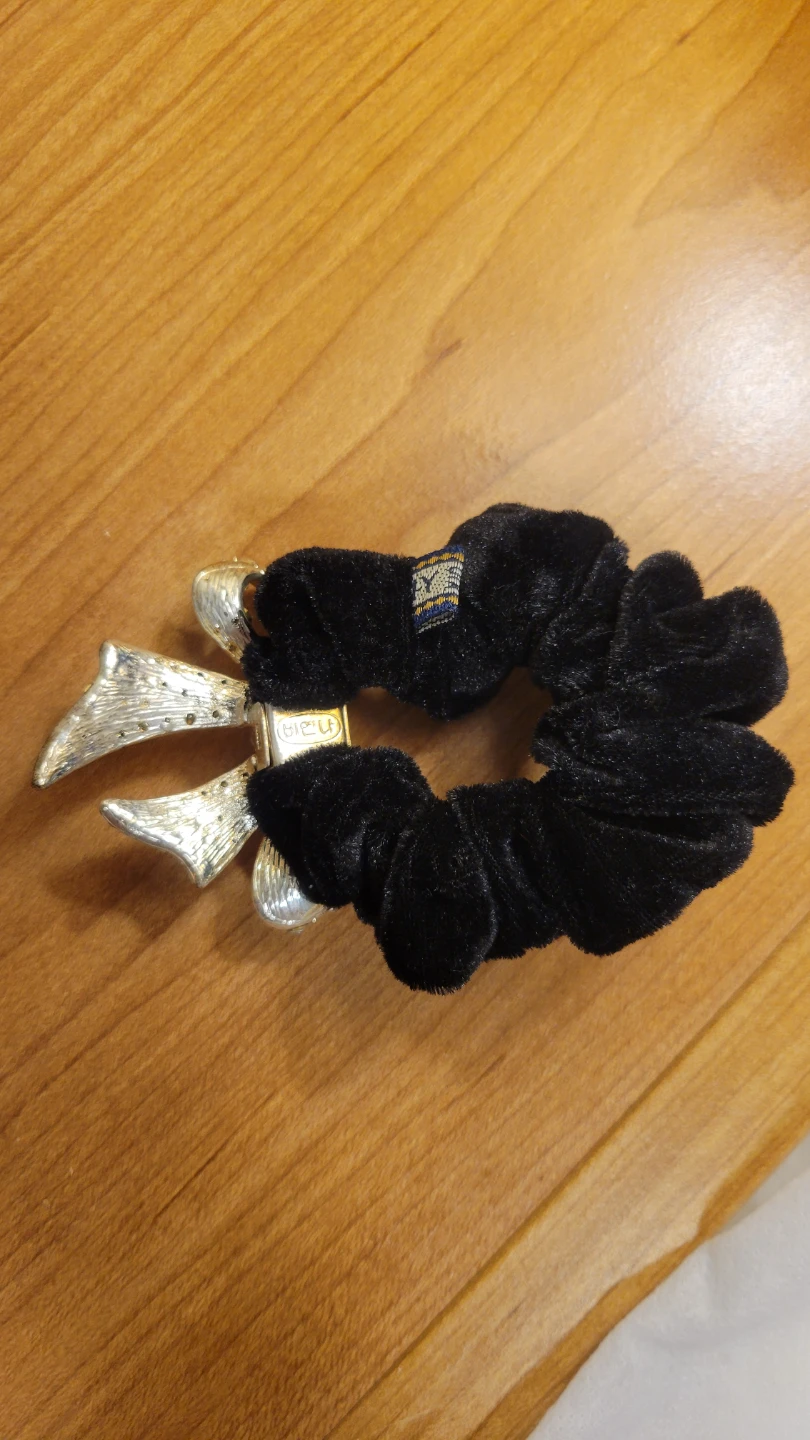 Black Velvet Scrunchie with Rhinestone Bow - photo 3