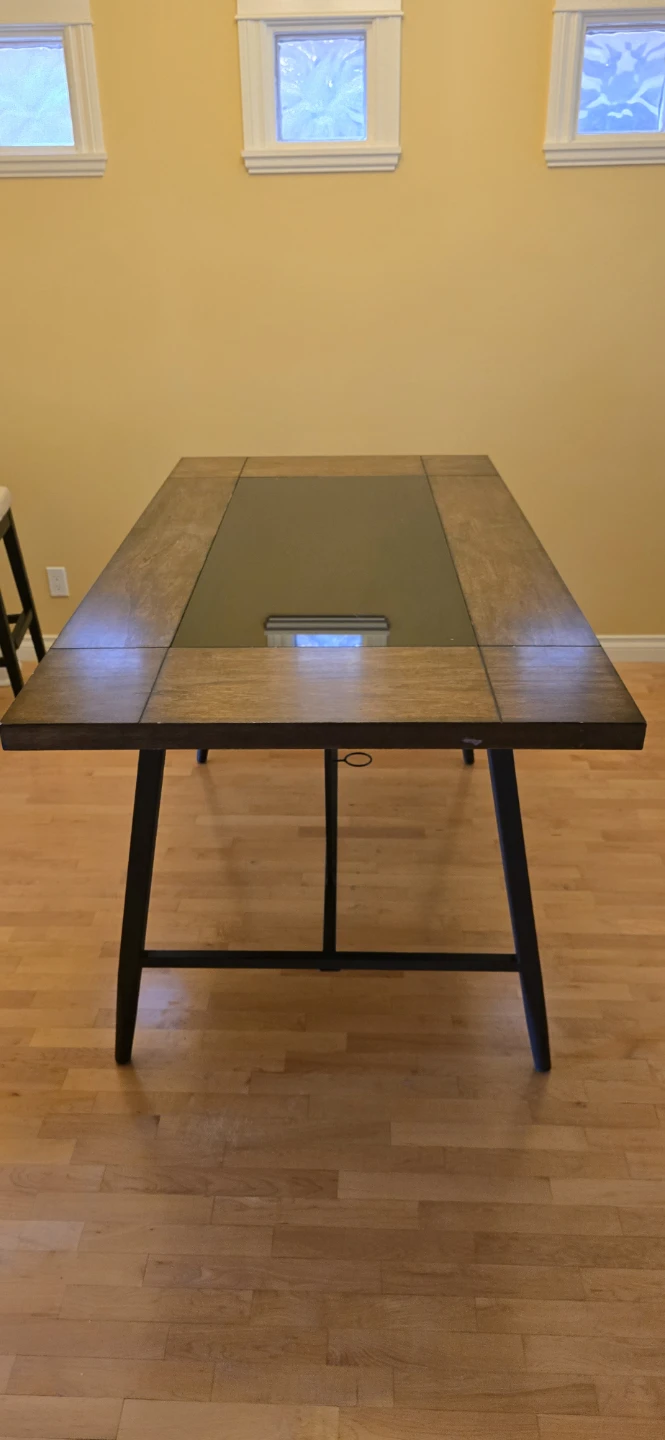 Wooden Wine Holder Dining Table with Glass Top - photo 3