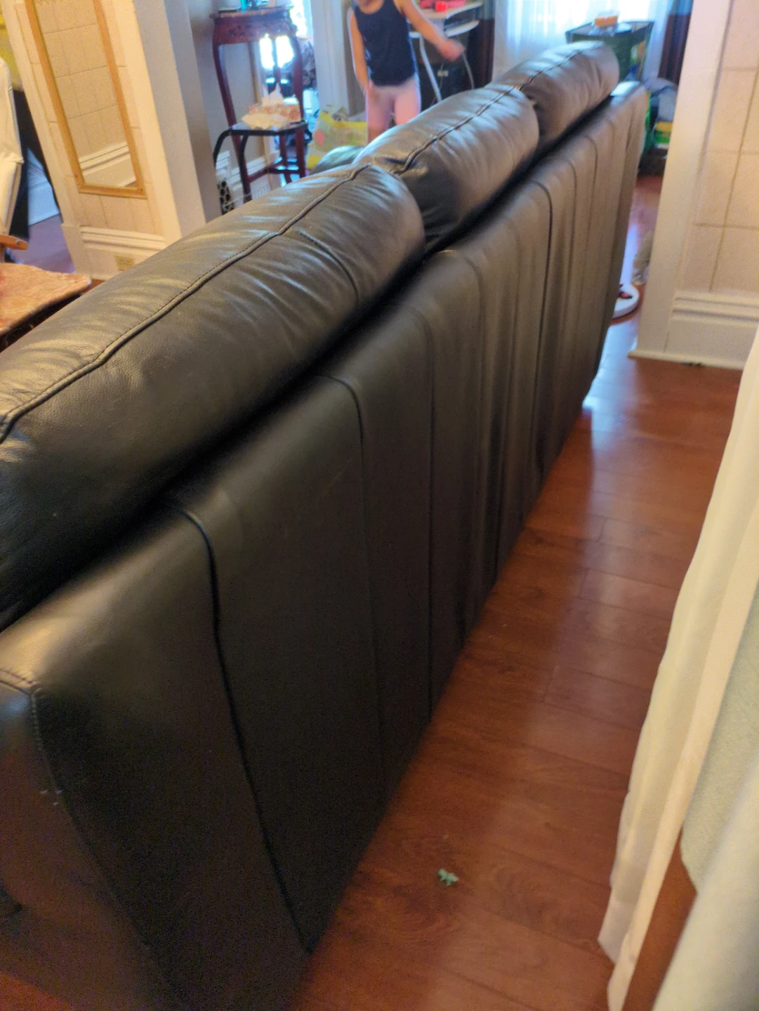 Black Leather Sofa - photo 5